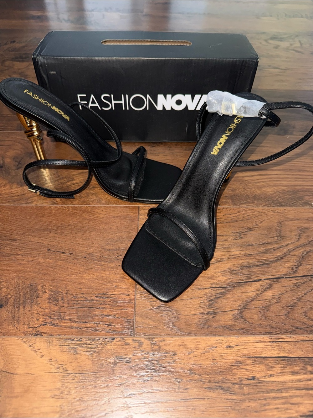 Fashion Nova Carina Wrap Up Heels-Black